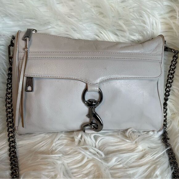 REBECCA MINKOFF Mini Mac Beige Leather Crossbody Shoulder Bag - Picture 2 of 14